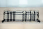 12" X 35" Black and White Plaid Cotton Lumbar Throw Pillow With Fringe