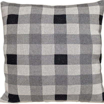 Lead Grey Checkered Pillow