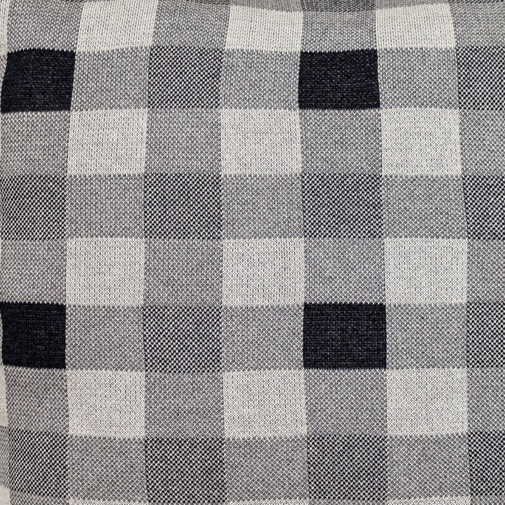 Lead Grey Checkered Pillow