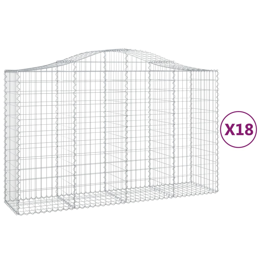 Arched Gabion Baskets 18 pcs 78.7"x19.7"x47.2"/55.1" Galvanized Iron