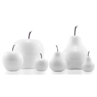 White Coated Mini Pear Shaped Aluminum Accent Home Decor