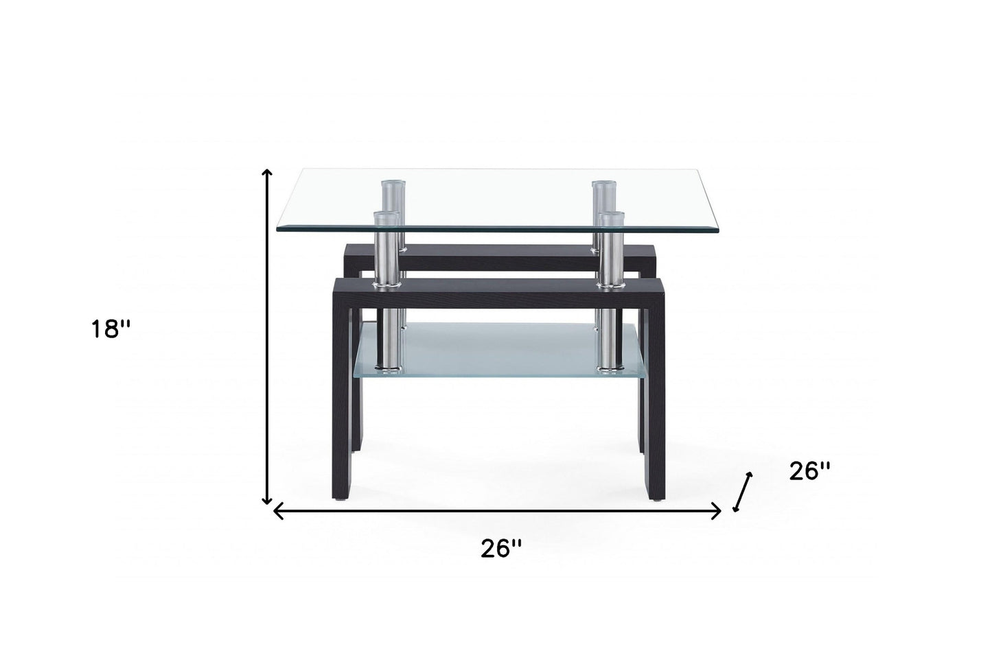 18" Dark Walnut And Clear Glass End Table