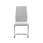 Set of Four White And Silver Upholstered Faux Leather Dining Side Chairs