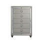 33" Silver Solid Wood Mirrored Five Drawer