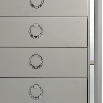 33" Silver Solid Wood Mirrored Five Drawer