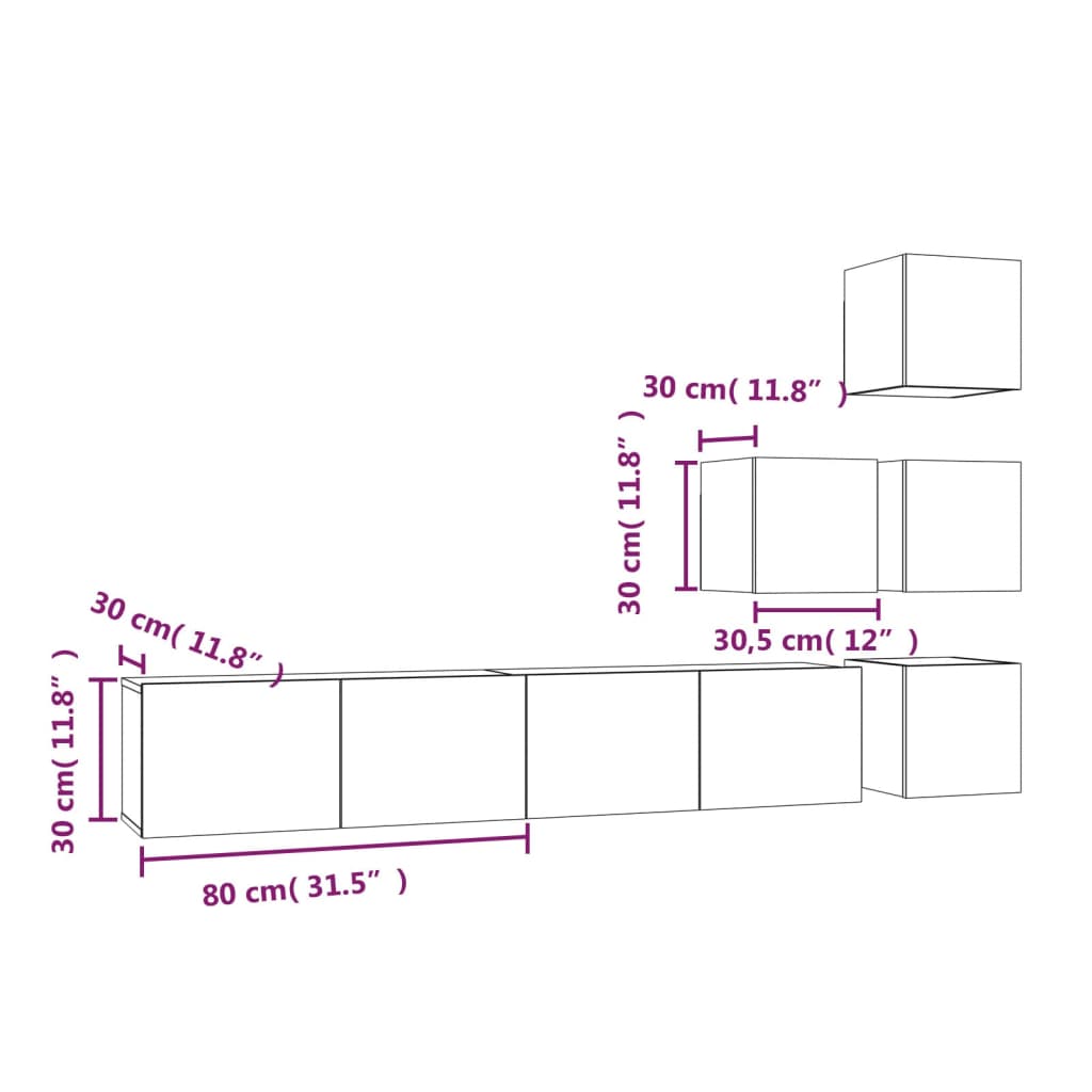 Wall-mounted TV Stand White Engineered Wood