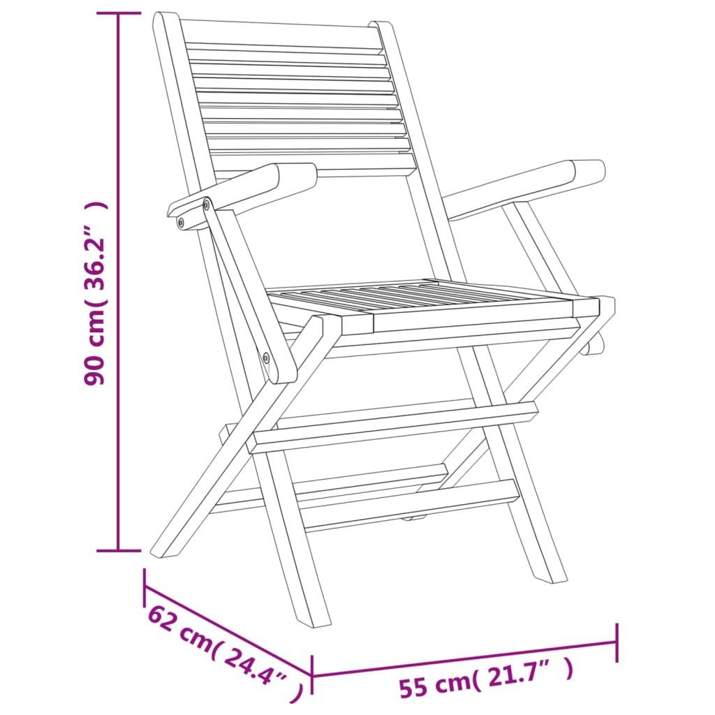 Folding Patio Chairs 4 pcs 21.7"x24.4"x35.4" Solid Wood Teak