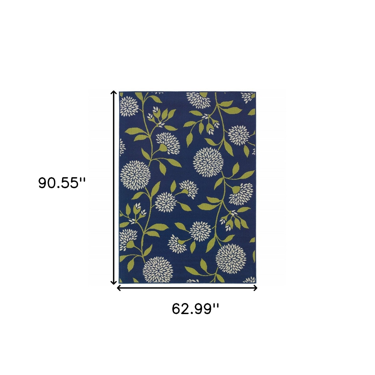 4' X 5' Blue and Green Floral Indoor Outdoor Area Rug