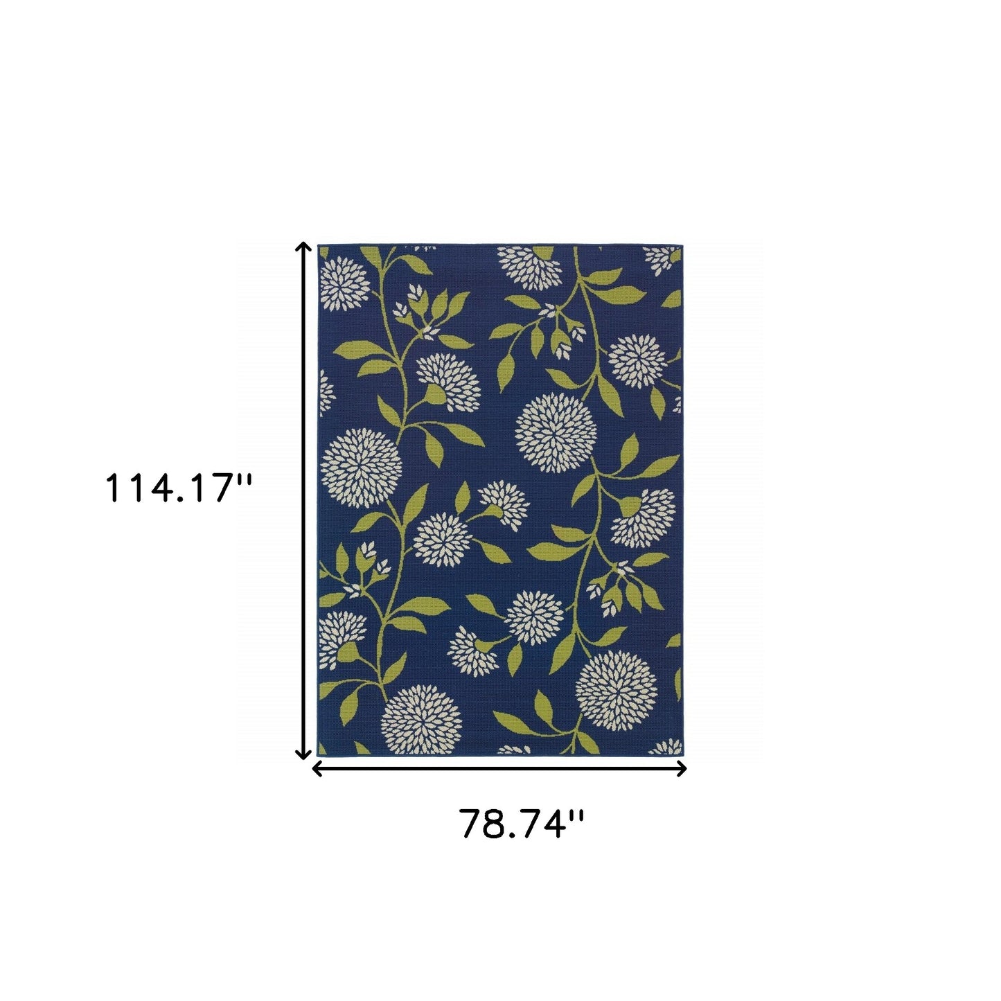 4' X 5' Blue and Green Floral Indoor Outdoor Area Rug