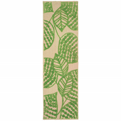 Green Floral Indoor Outdoor Area Rug