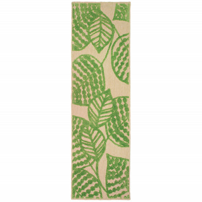 Green Floral Indoor Outdoor Area Rug