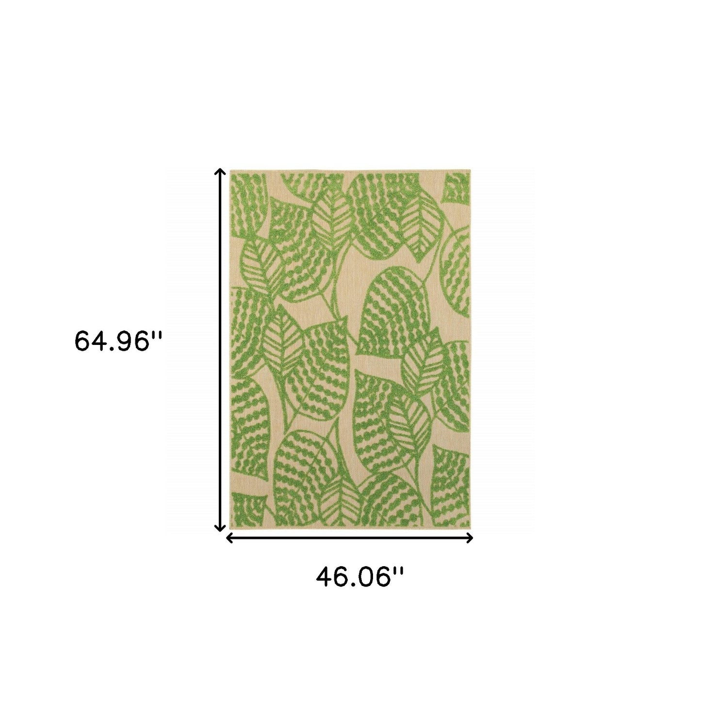 Green Floral Indoor Outdoor Area Rug