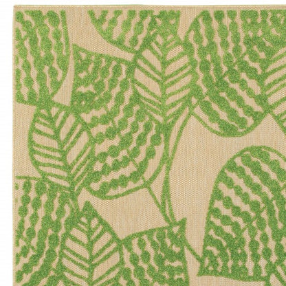 Green Floral Indoor Outdoor Area Rug