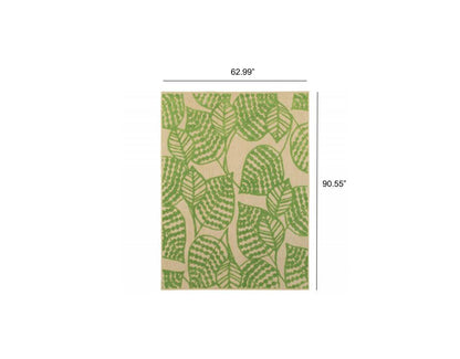 Green Floral Indoor Outdoor Area Rug