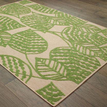 Green Floral Indoor Outdoor Area Rug