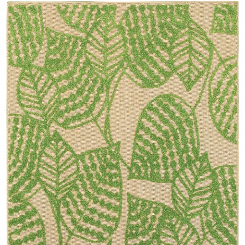 Green Floral Indoor Outdoor Area Rug