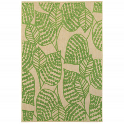 Green Floral Indoor Outdoor Area Rug