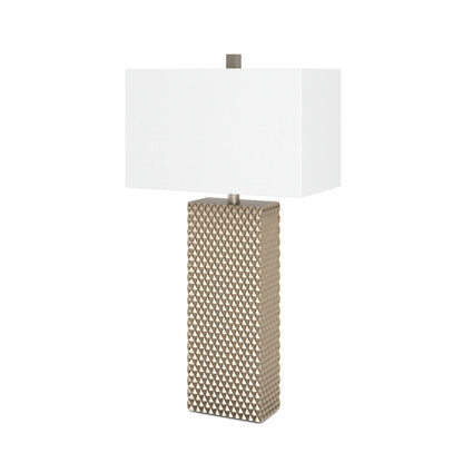 Set of Two 29" Gold Waffle Table Lamps With White Shade