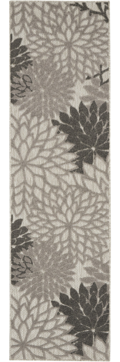 2' X 6' Gray Floral Indoor Outdoor Area Rug