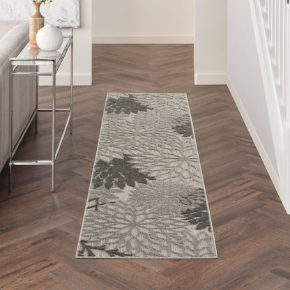 4' X 6' Gray Floral Indoor Outdoor Area Rug