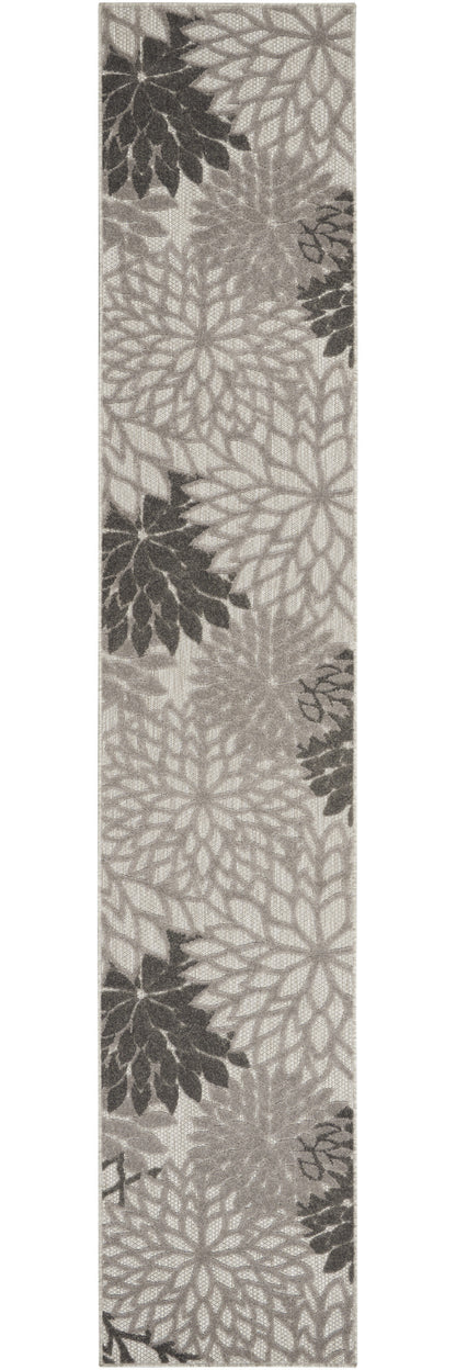 4' X 6' Gray Floral Indoor Outdoor Area Rug