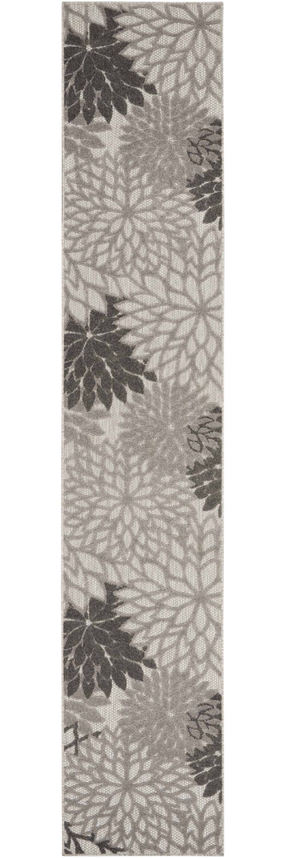 2' X 6' Gray Floral Indoor Outdoor Area Rug