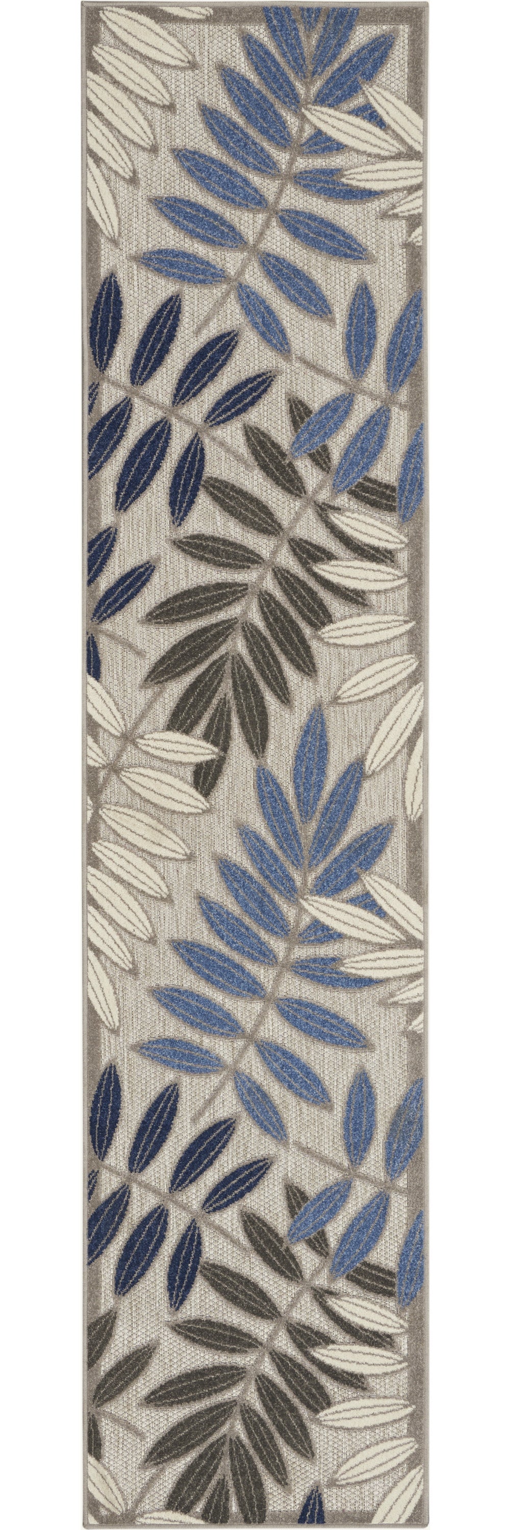 3' X 4' Blue And Gray Floral Indoor Outdoor Area Rug