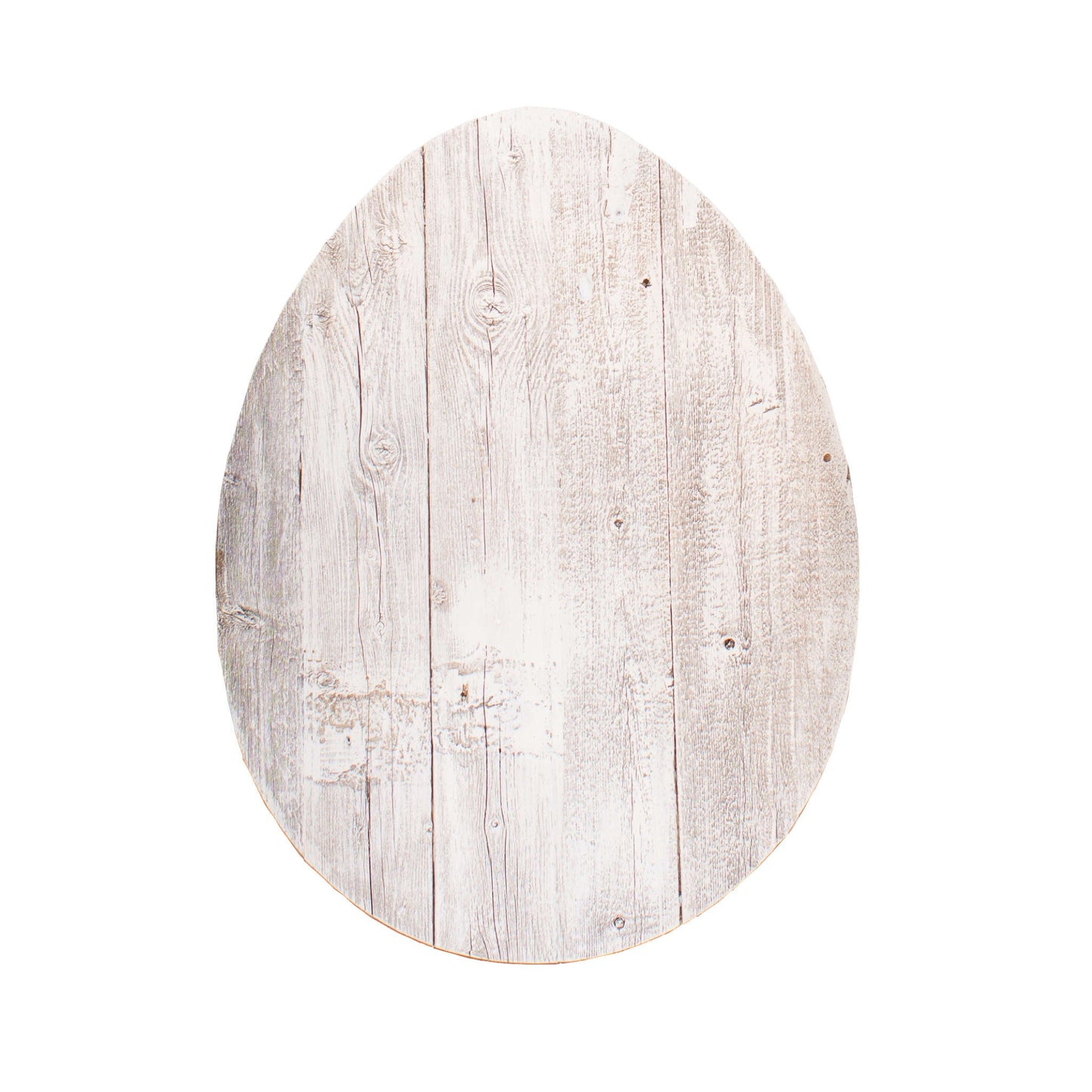 12" Farmhouse White Wwash Wooden Large Egg