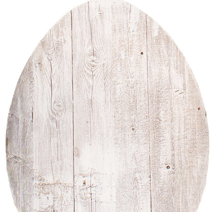 12" Farmhouse White Wwash Wooden Large Egg