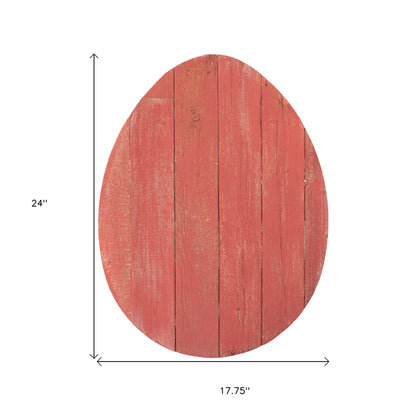 24" Rustic Farmhouse Red Wood Large Egg