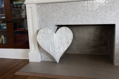 12" Whitewash Reclaimed Wood Heart Wall Decor