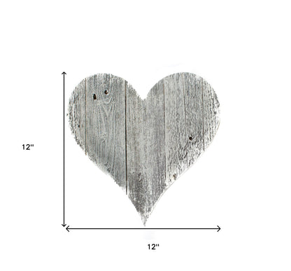 12" Whitewash Reclaimed Wood Heart Wall Decor