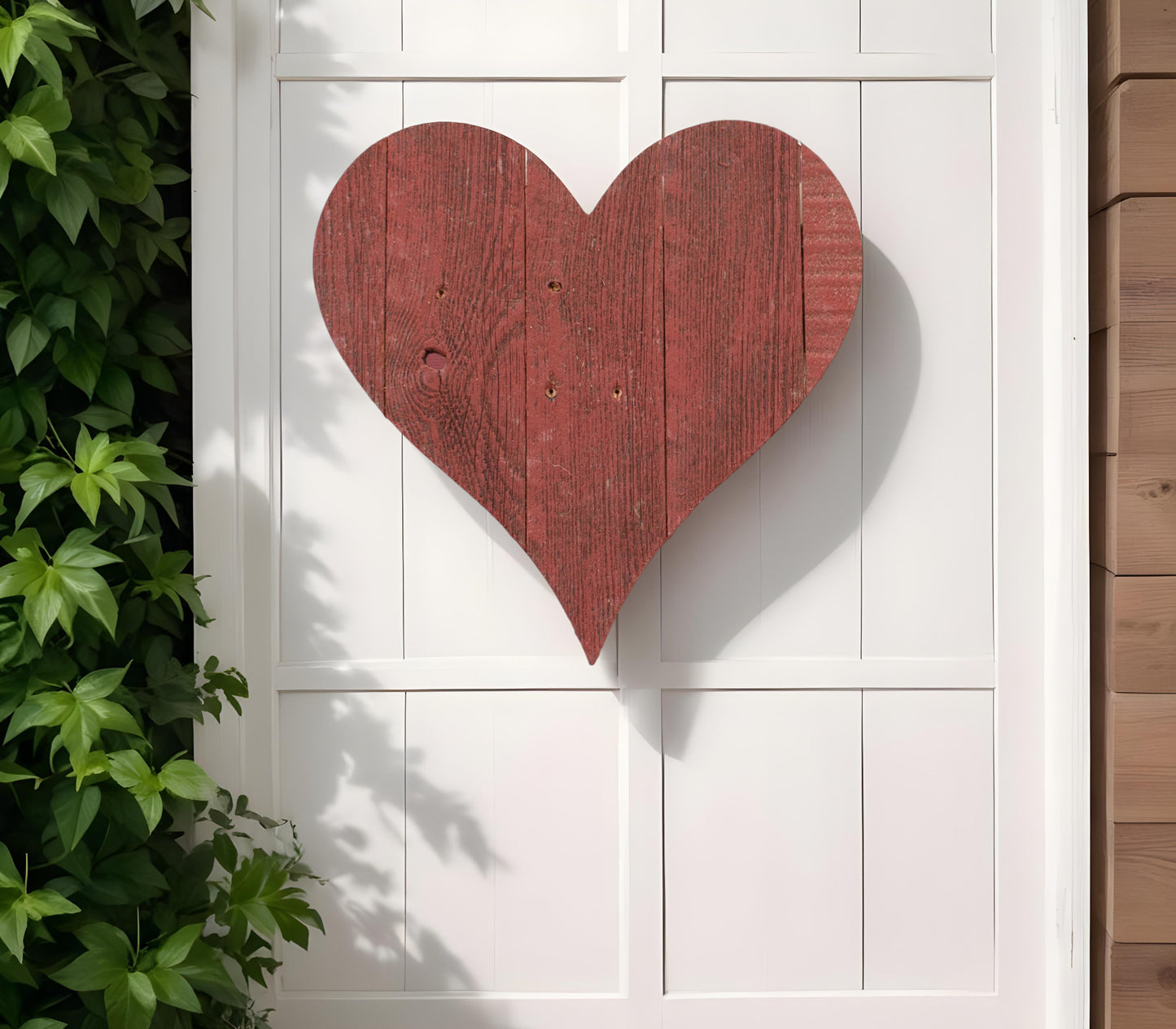 24" Red Reclaimed Wood Heart Wall Decor