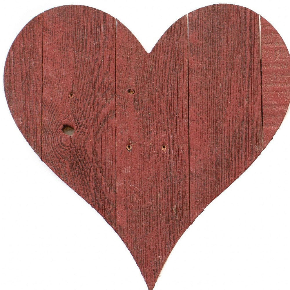 24" Red Reclaimed Wood Heart Wall Decor