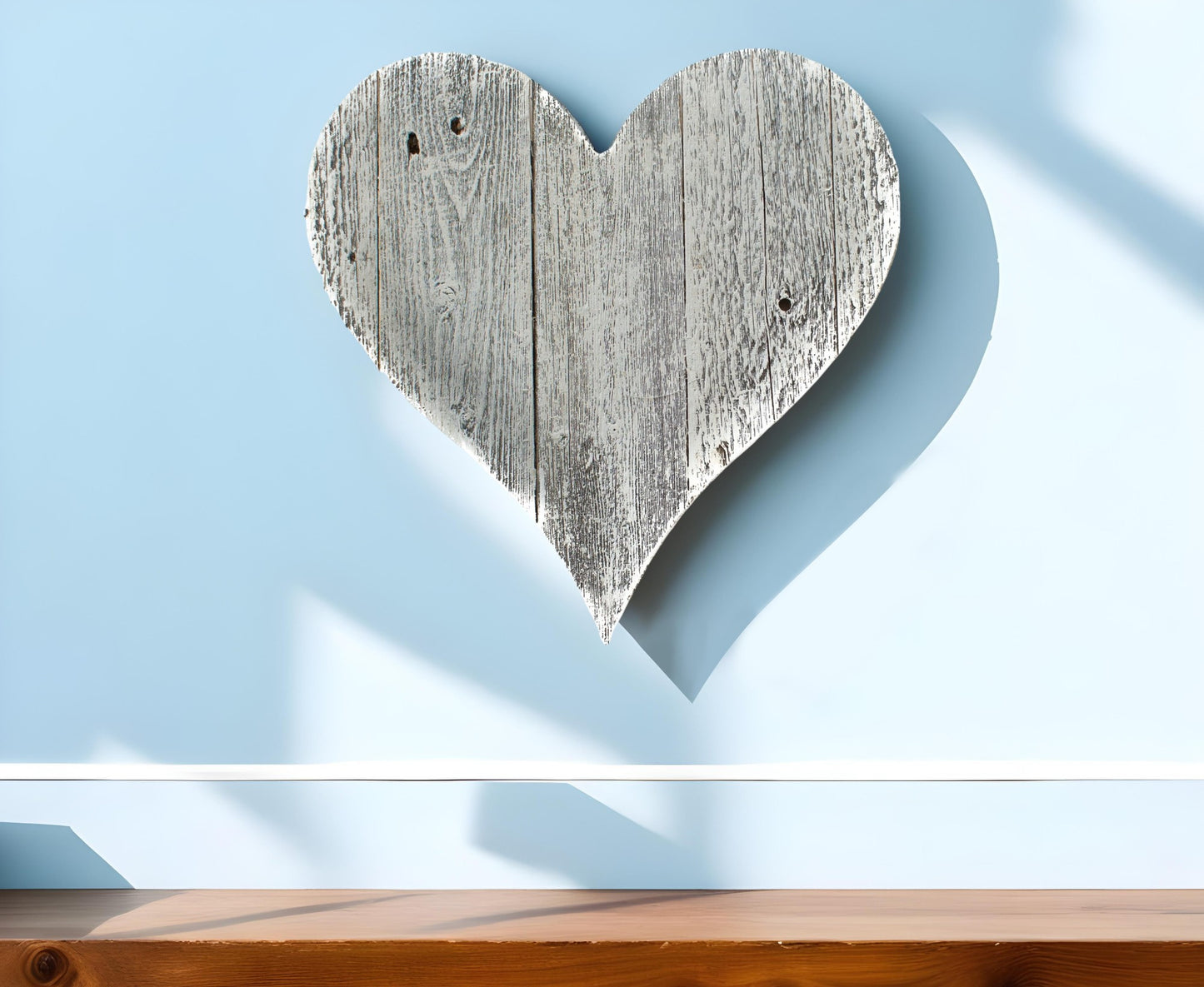 24" Whitewash Reclaimed Wood Heart Wall Decor