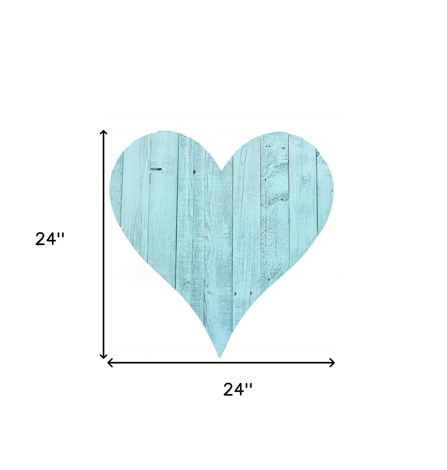 24" Turquoise Reclaimed Wood Heart Wall Decor