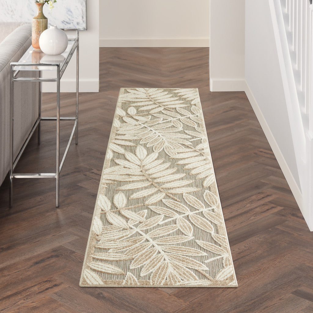 3' X 4' Gray And Ivory Floral Indoor Outdoor Area Rug