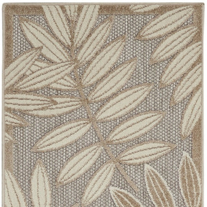 3' X 4' Gray And Ivory Floral Indoor Outdoor Area Rug