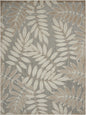 8' X 11' Gray And Ivory Floral Indoor Outdoor Area Rug