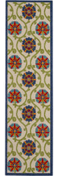 6' X 9' Ivory And Blue Floral Indoor Outdoor Area Rug