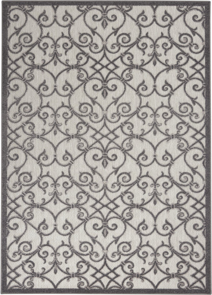 5' X 8' Gray Floral Indoor Outdoor Area Rug