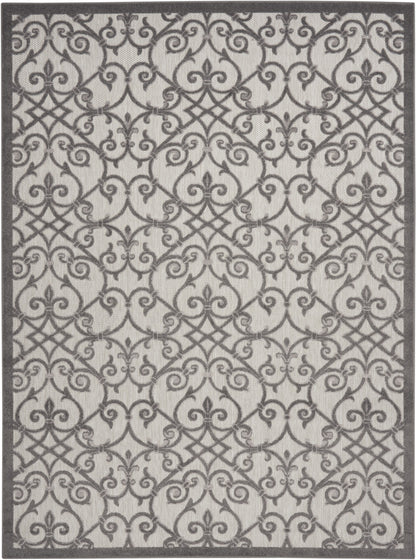 5' X 8' Gray Floral Indoor Outdoor Area Rug