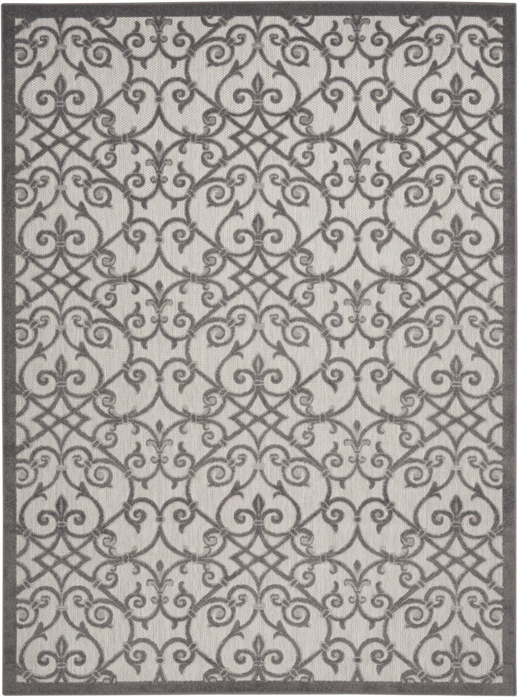 5' X 8' Gray Floral Indoor Outdoor Area Rug