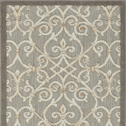 3' X 4' Gray And Ivory Floral Indoor Outdoor Area Rug