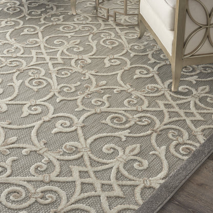 3' X 4' Gray And Ivory Floral Indoor Outdoor Area Rug