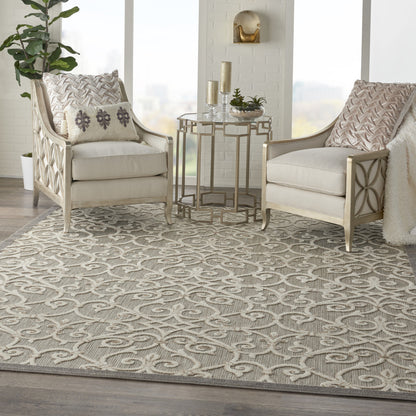 3' X 4' Gray And Ivory Floral Indoor Outdoor Area Rug