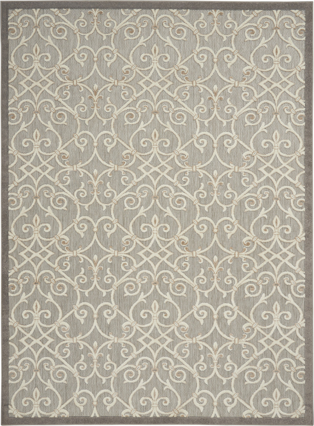 3' X 4' Gray And Ivory Floral Indoor Outdoor Area Rug