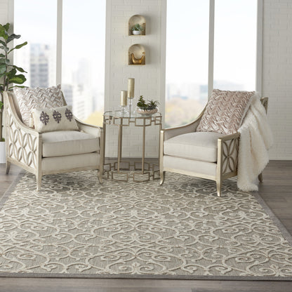 3' X 4' Gray And Ivory Floral Indoor Outdoor Area Rug