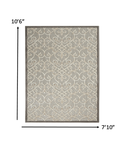 3' X 4' Gray And Ivory Floral Indoor Outdoor Area Rug