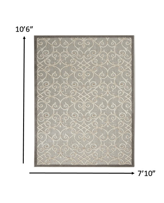 3' X 4' Gray And Ivory Floral Indoor Outdoor Area Rug